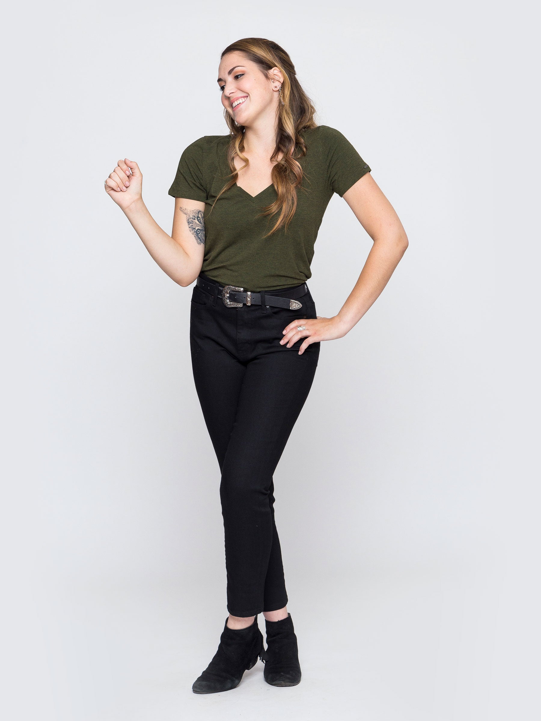 Two Blind Brothers - Womens Women's "Feel" V-Neck Forest