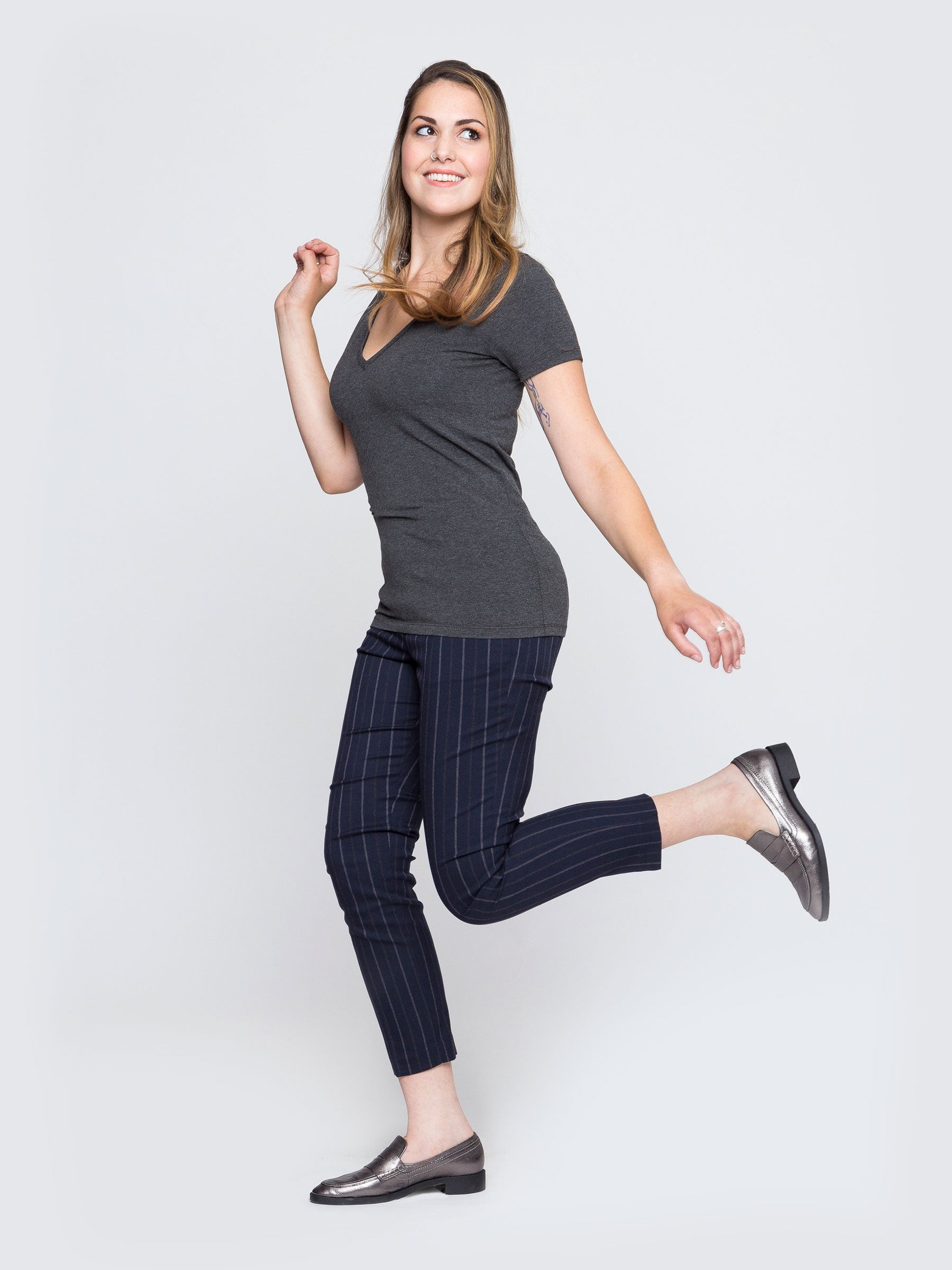 Two Blind Brothers - Womens Women's "Feel" V-Neck Charcoal