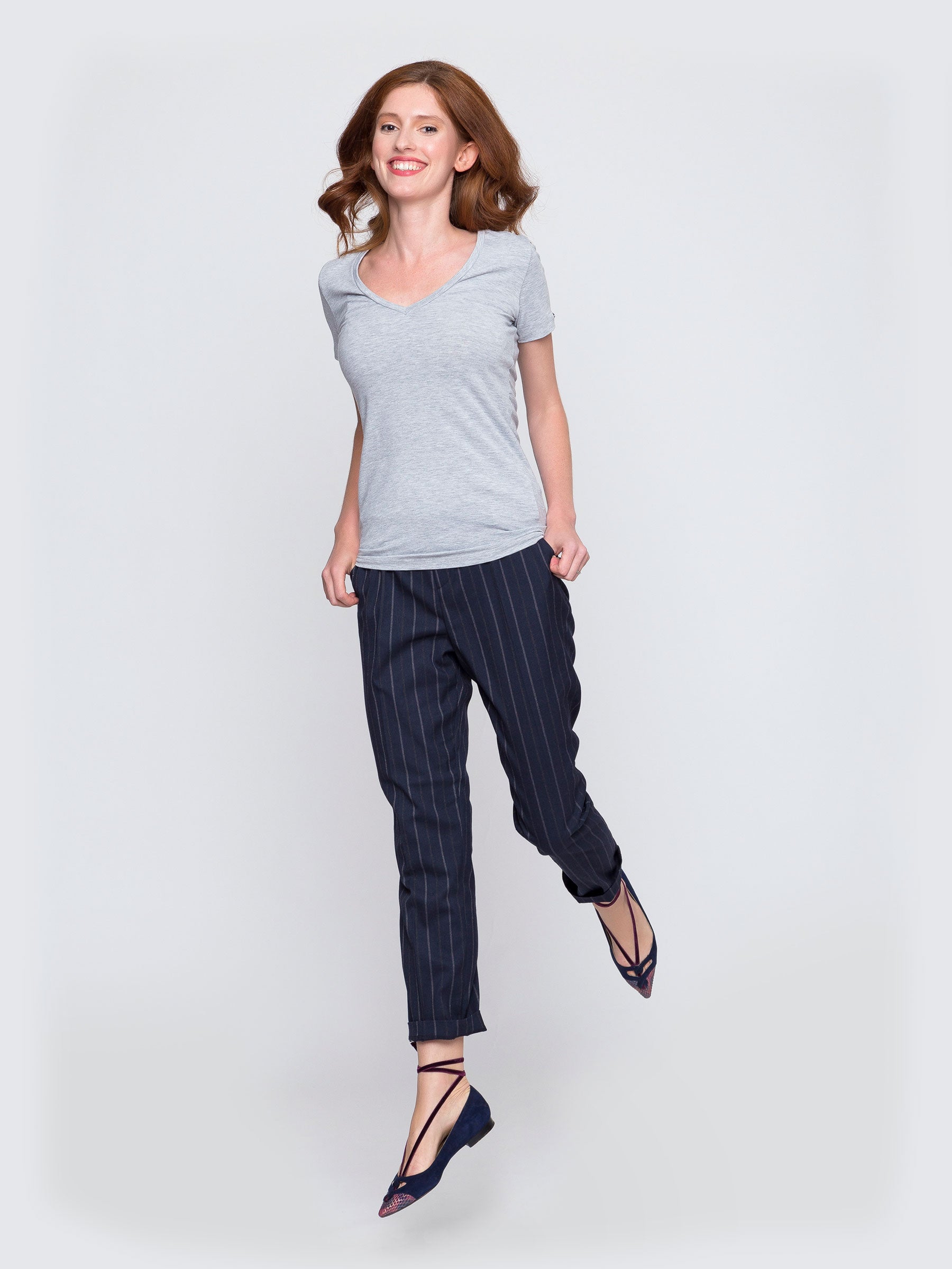Two Blind Brothers - Womens Women's "Feel" V-Neck Light-Grey