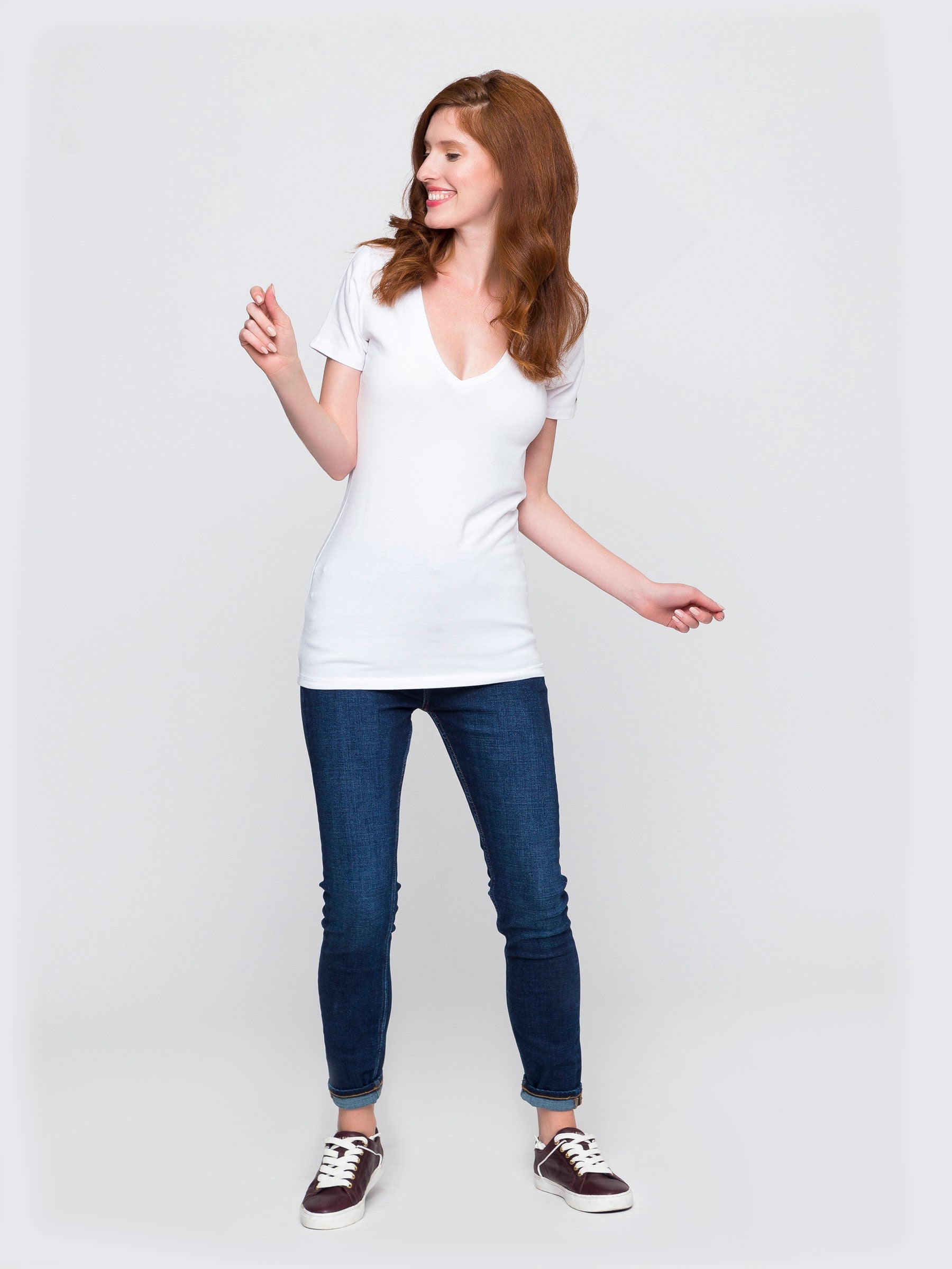Two Blind Brothers - Womens Women's "Feel" V-Neck White