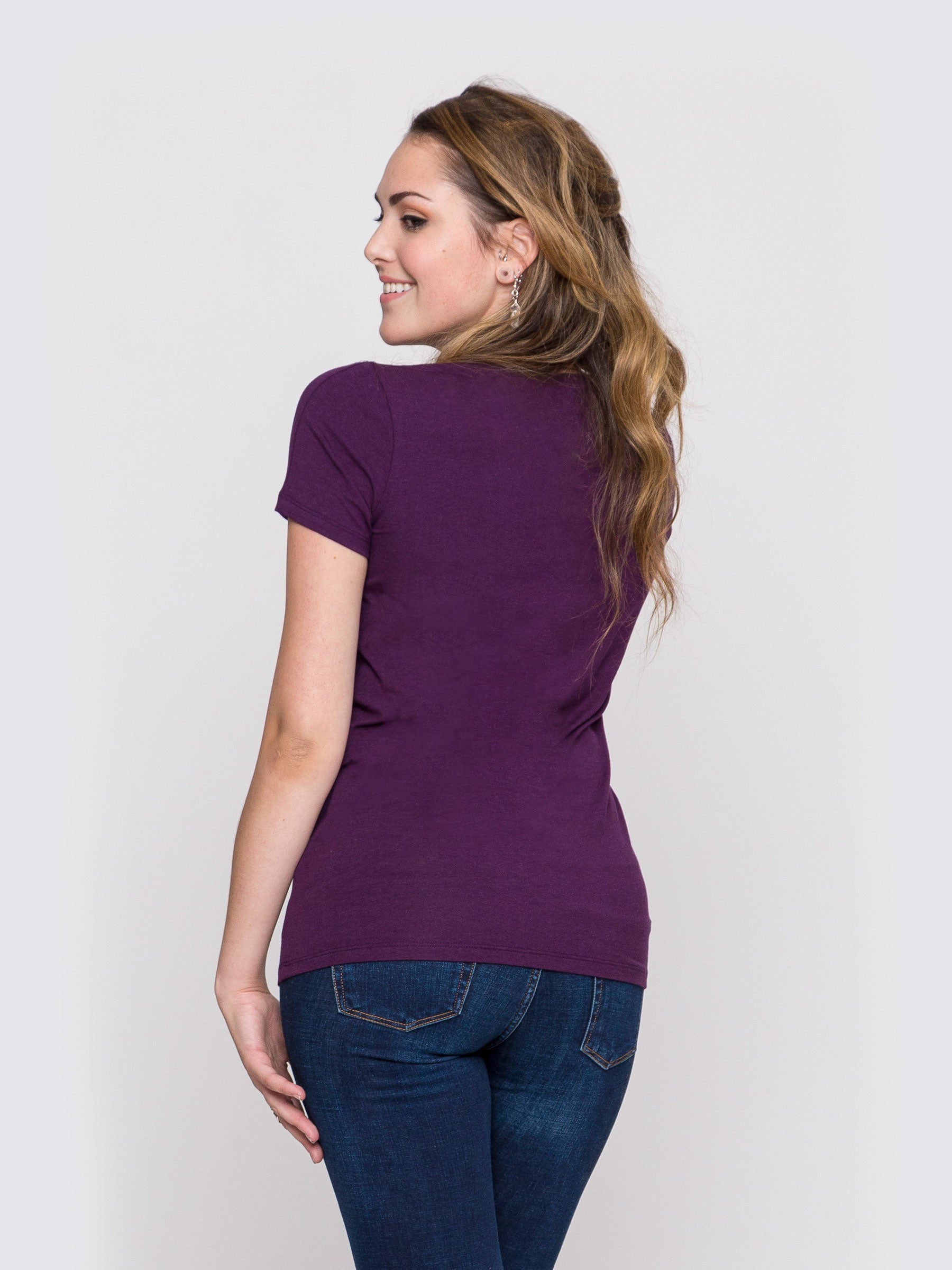 Two Blind Brothers - Womens Women's "Feel" V-Neck Plum