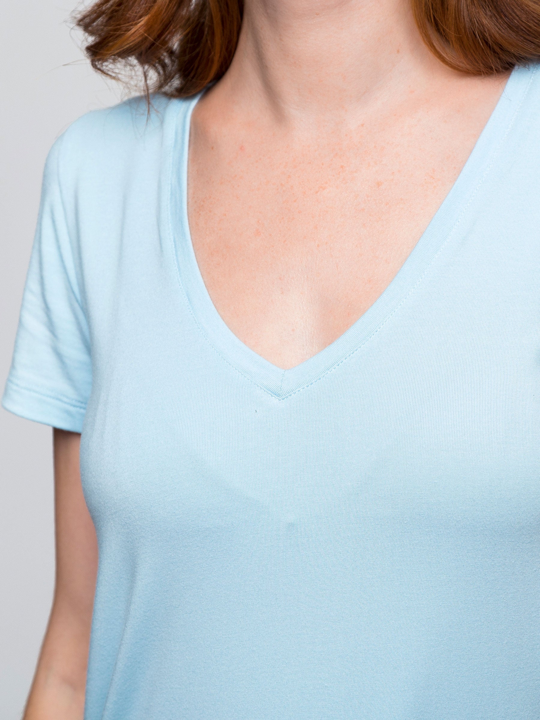 Two Blind Brothers - Womens Women's "Feel" V-Neck Light-Blue