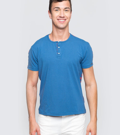 Men's SS Henley Striped