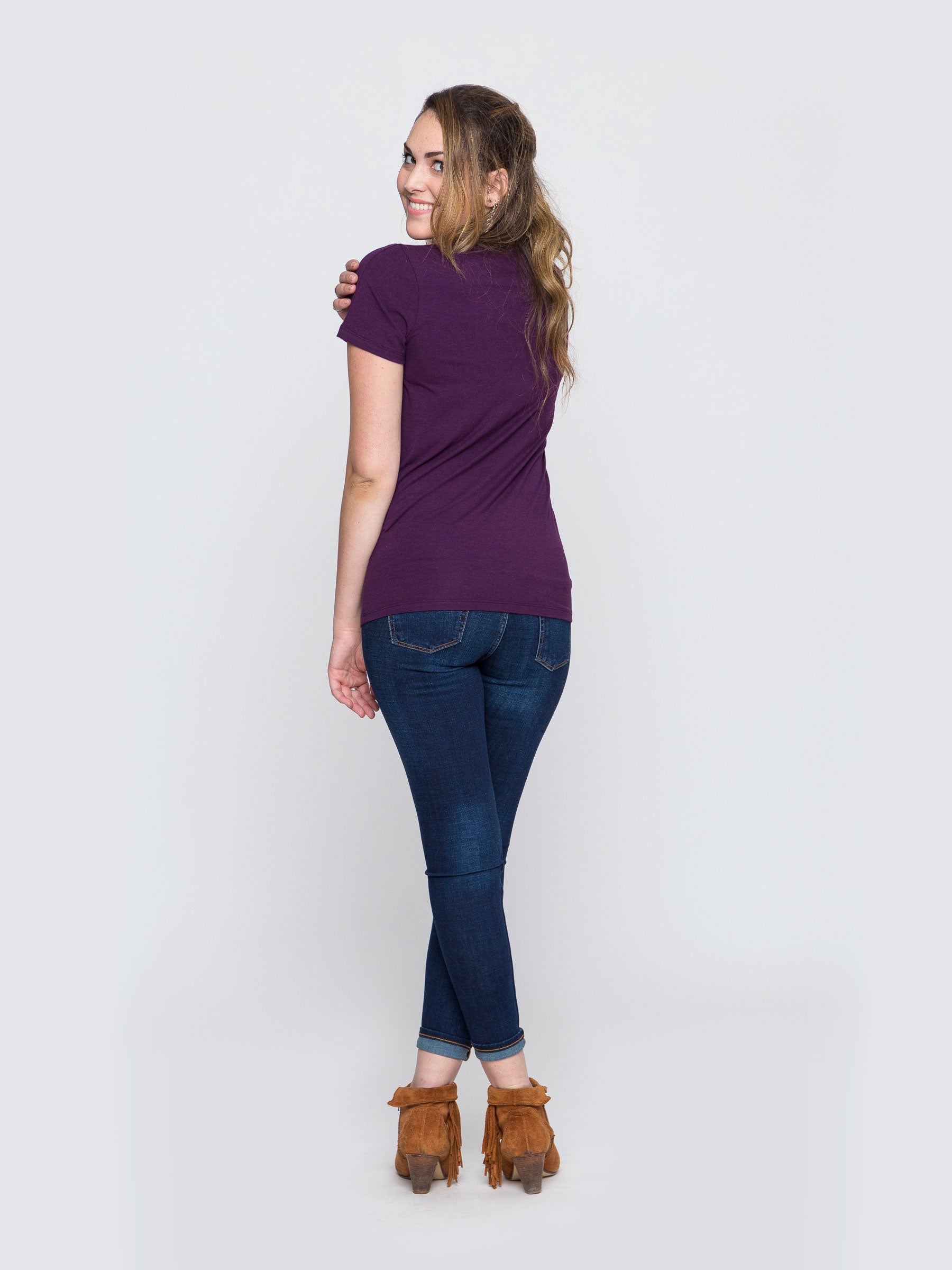 Two Blind Brothers - Womens Women's "Feel" V-Neck Plum