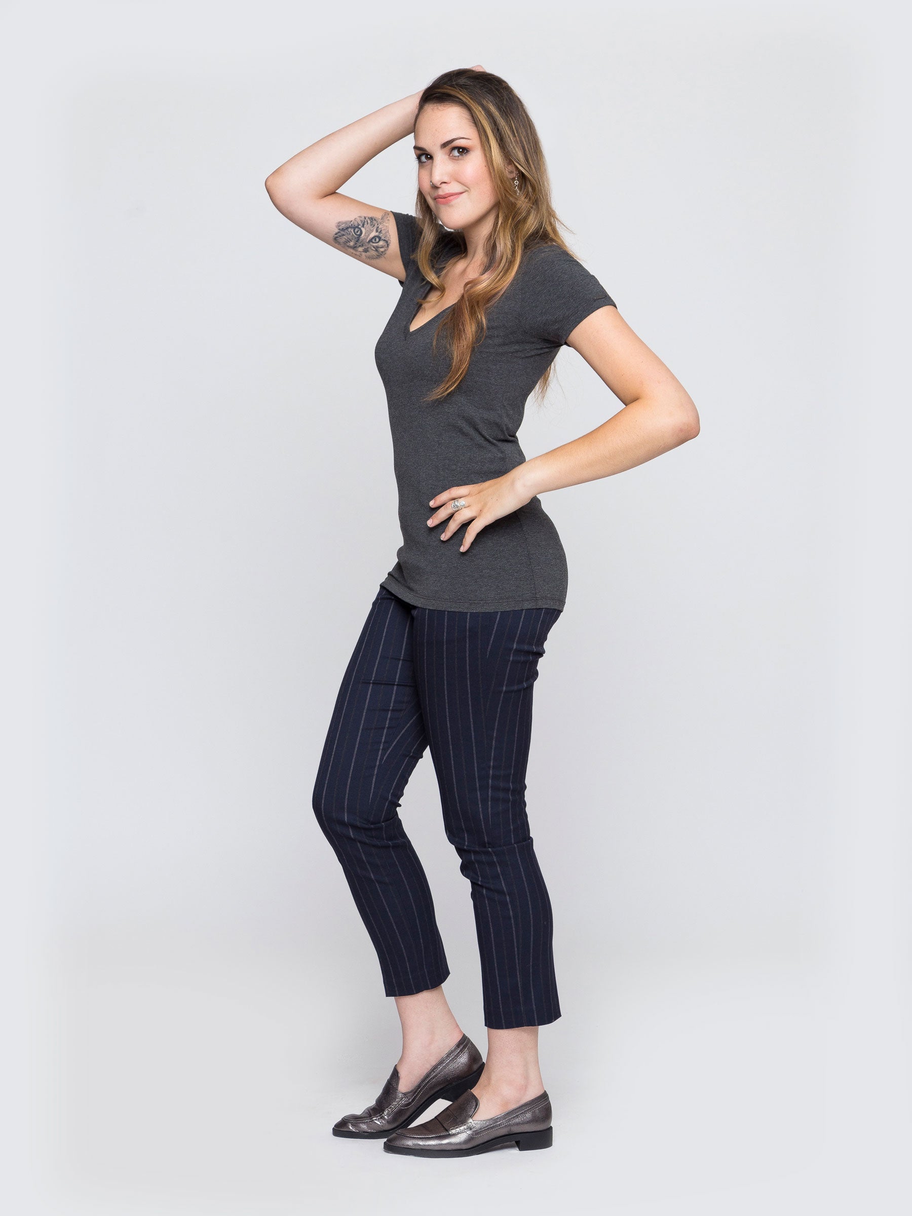 Two Blind Brothers - Womens Women's "Feel" V-Neck Charcoal