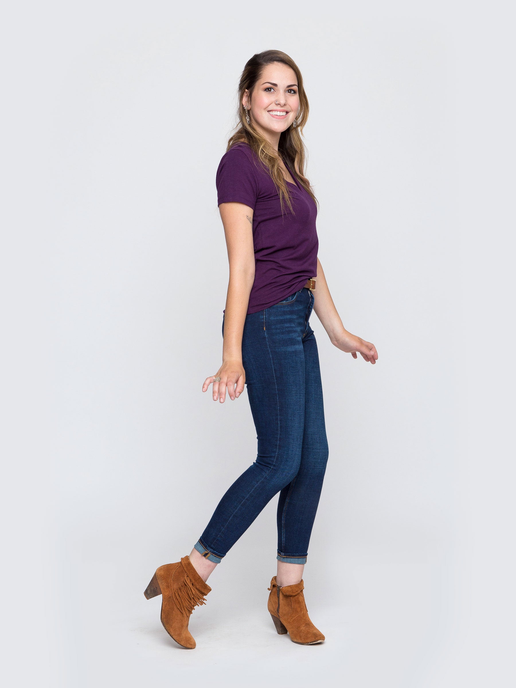 Two Blind Brothers - Womens Women's "Feel" V-Neck Plum