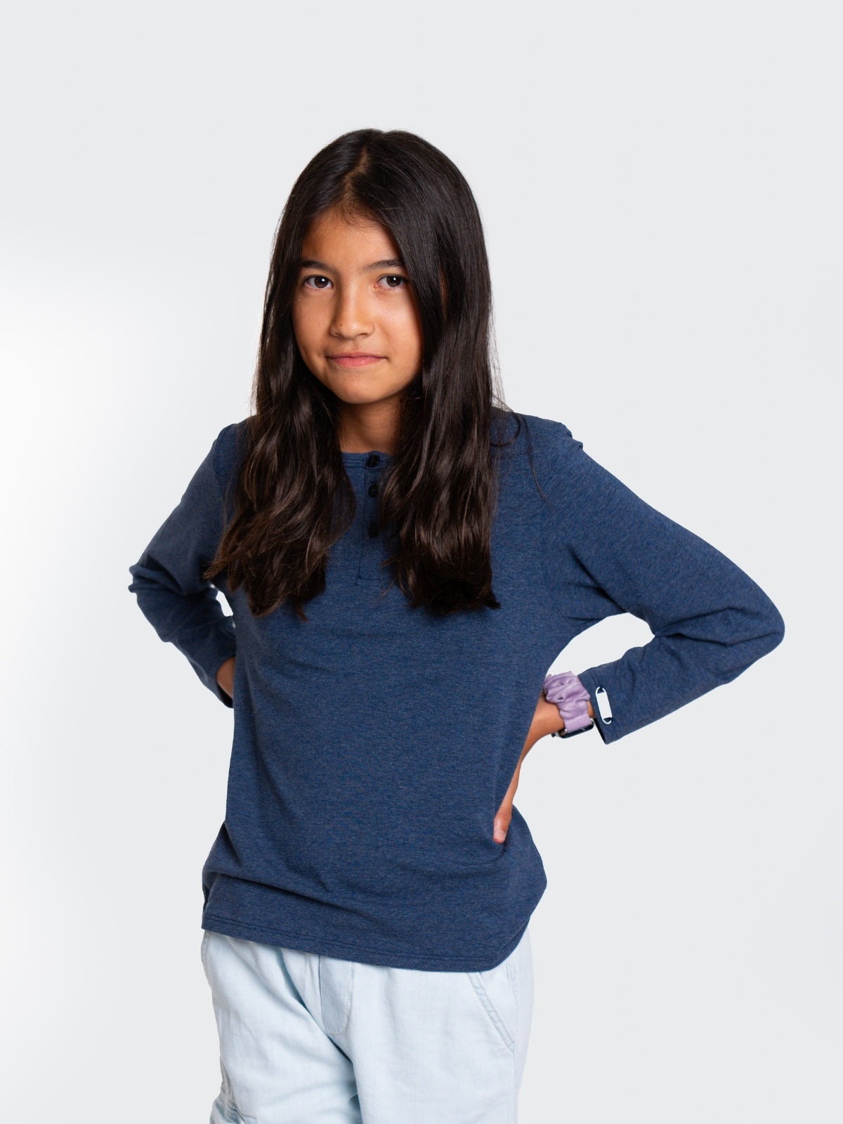 Two Blind Brothers -  Kids' Long Sleeve Henley Navy