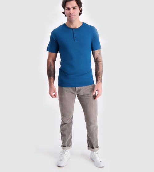 Men's SS Henley Solid