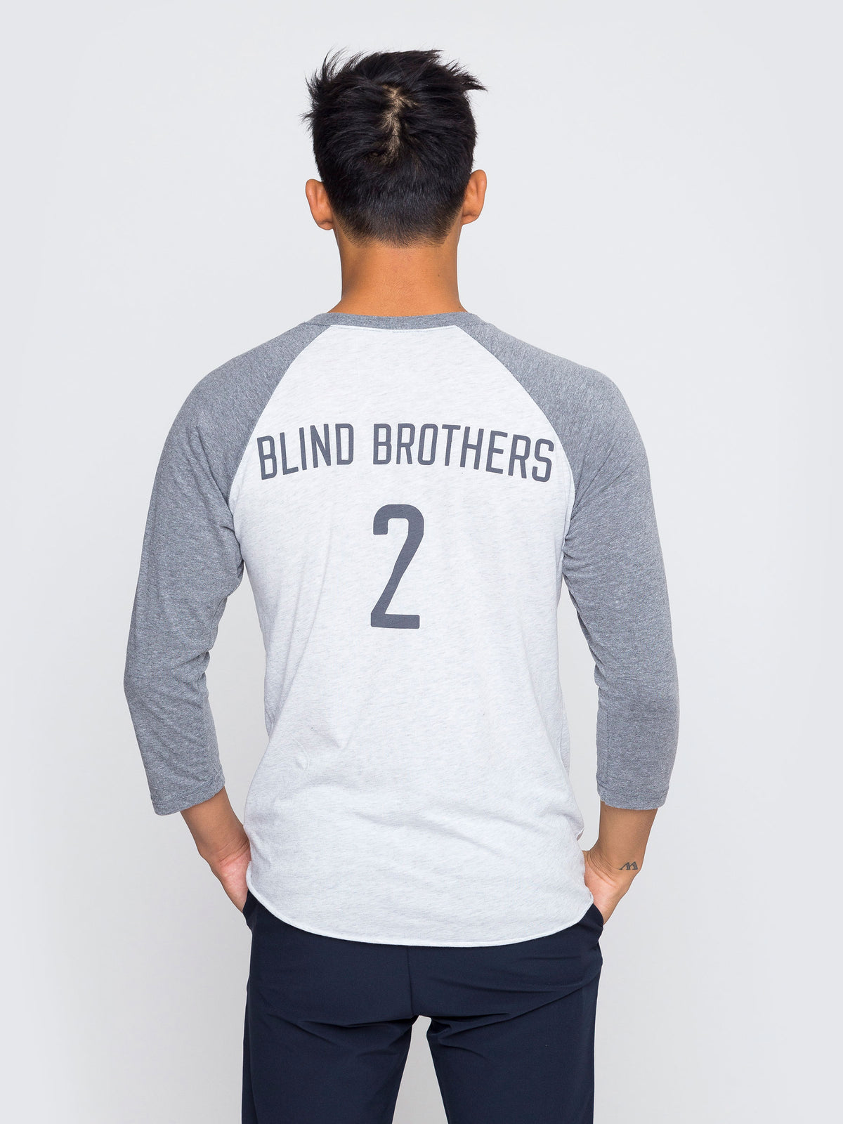 Two Blind Brothers - Mens 2BB Baseball Graphic Raglan Grey
