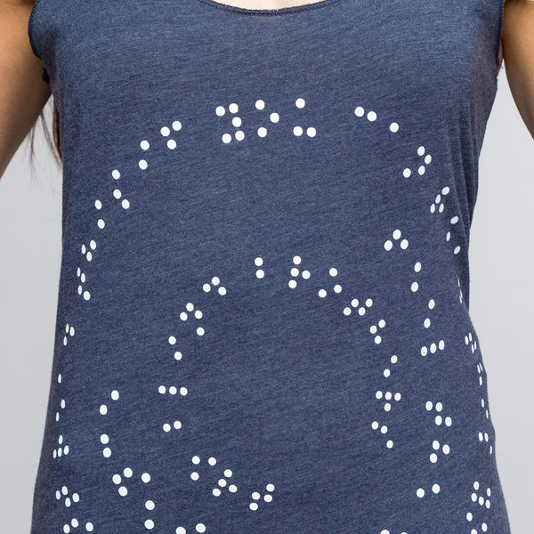 Two Blind Brothers - Womens Braille Spiral Graphic Tank Navy