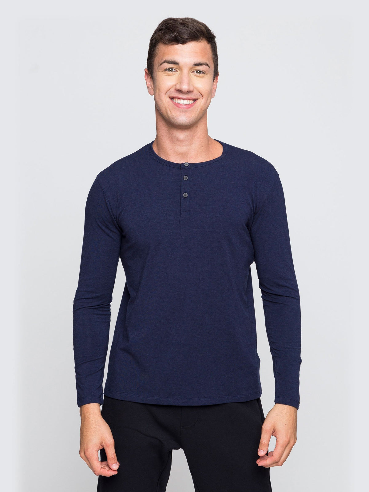Two Blind Brothers - Mens Men's Long Sleeve Henley Navy