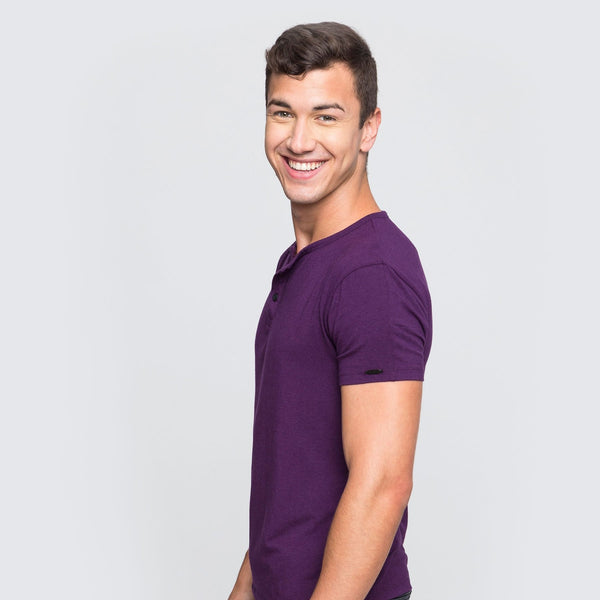 Two Blind Brothers - Mens Men's SS Henley Solid Plum