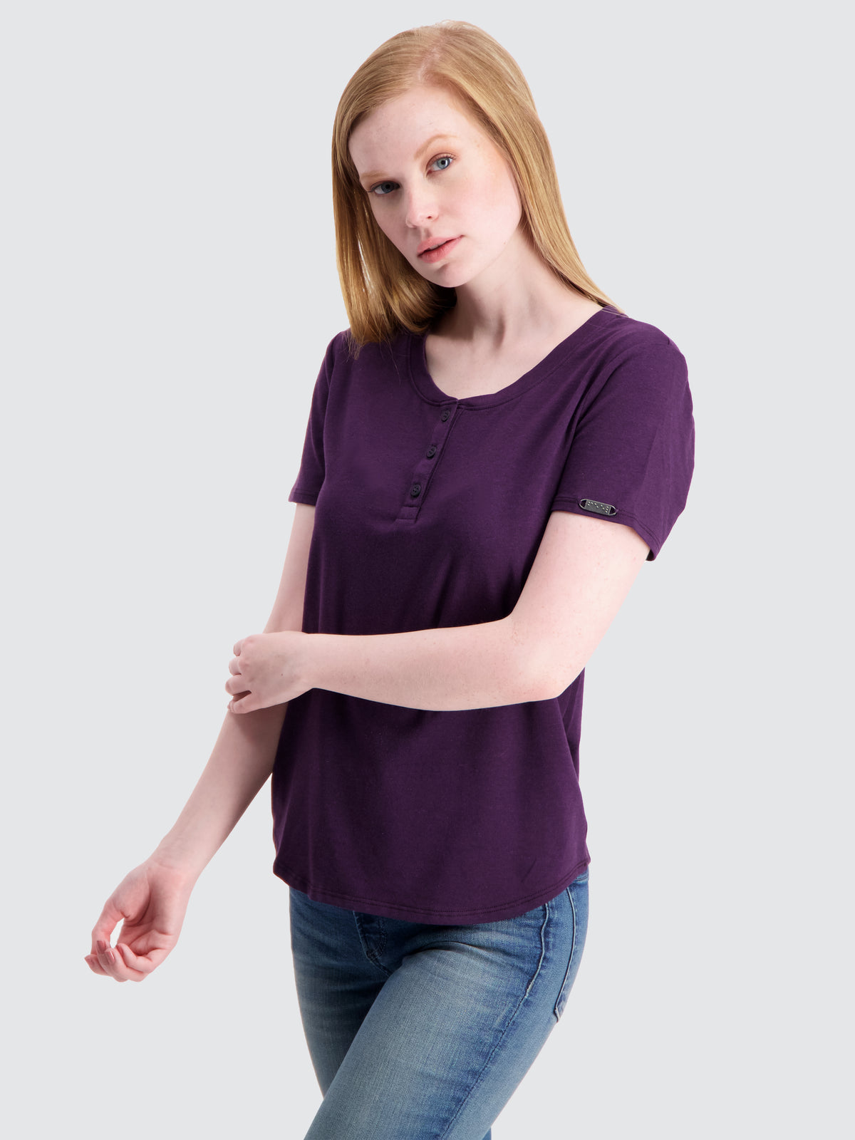 Two Blind Brothers - Womens Women's SS Henley Plum