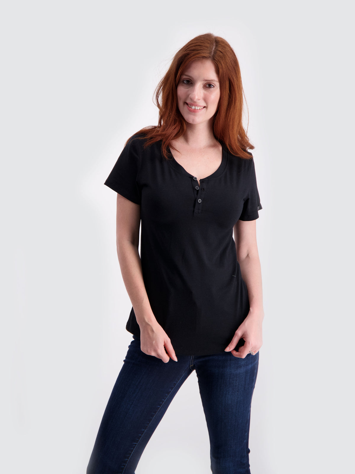 Two Blind Brothers - Womens Women's Short Sleeve Henley Charcoal