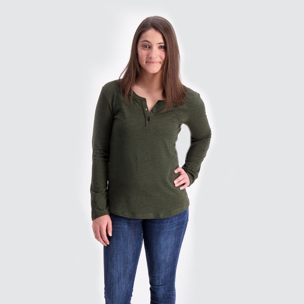 Two Blind Brothers - Womens Women's LS Relaxed Fit Henley Forest