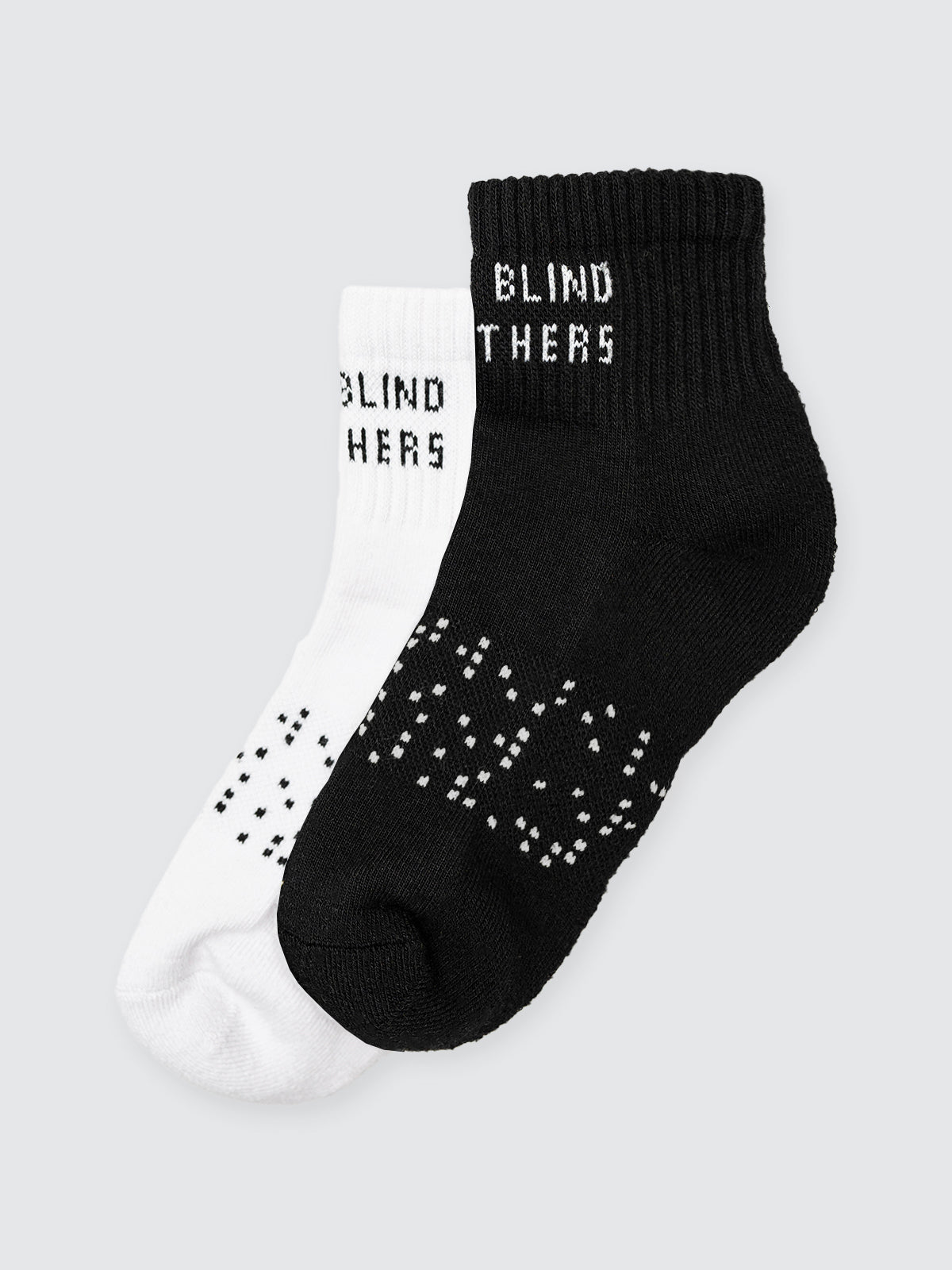 Two Blind Brothers - Gift Coolmax Quarter Sock Black + White Bundle (2 Pairs) Black