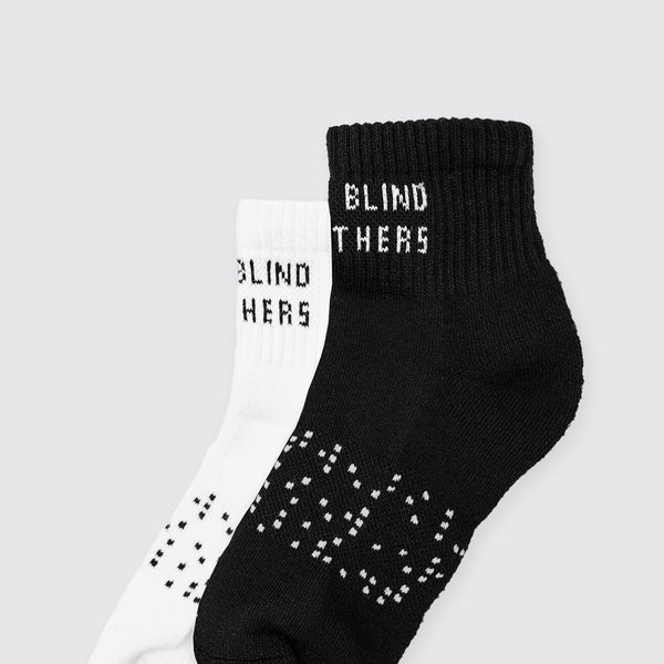 Two Blind Brothers - Gift Coolmax Quarter Sock Black + White Bundle (2 Pairs) Black-White