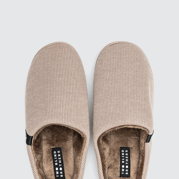 Two Blind Brothers - Gift Sweater Slipper Unisex-Slippers-in-Light-Khaki