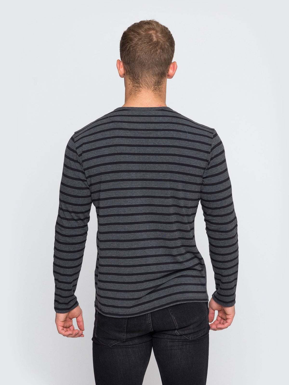 Two Blind Brothers - Mens Men's Long Sleeve Striped Henley Teal