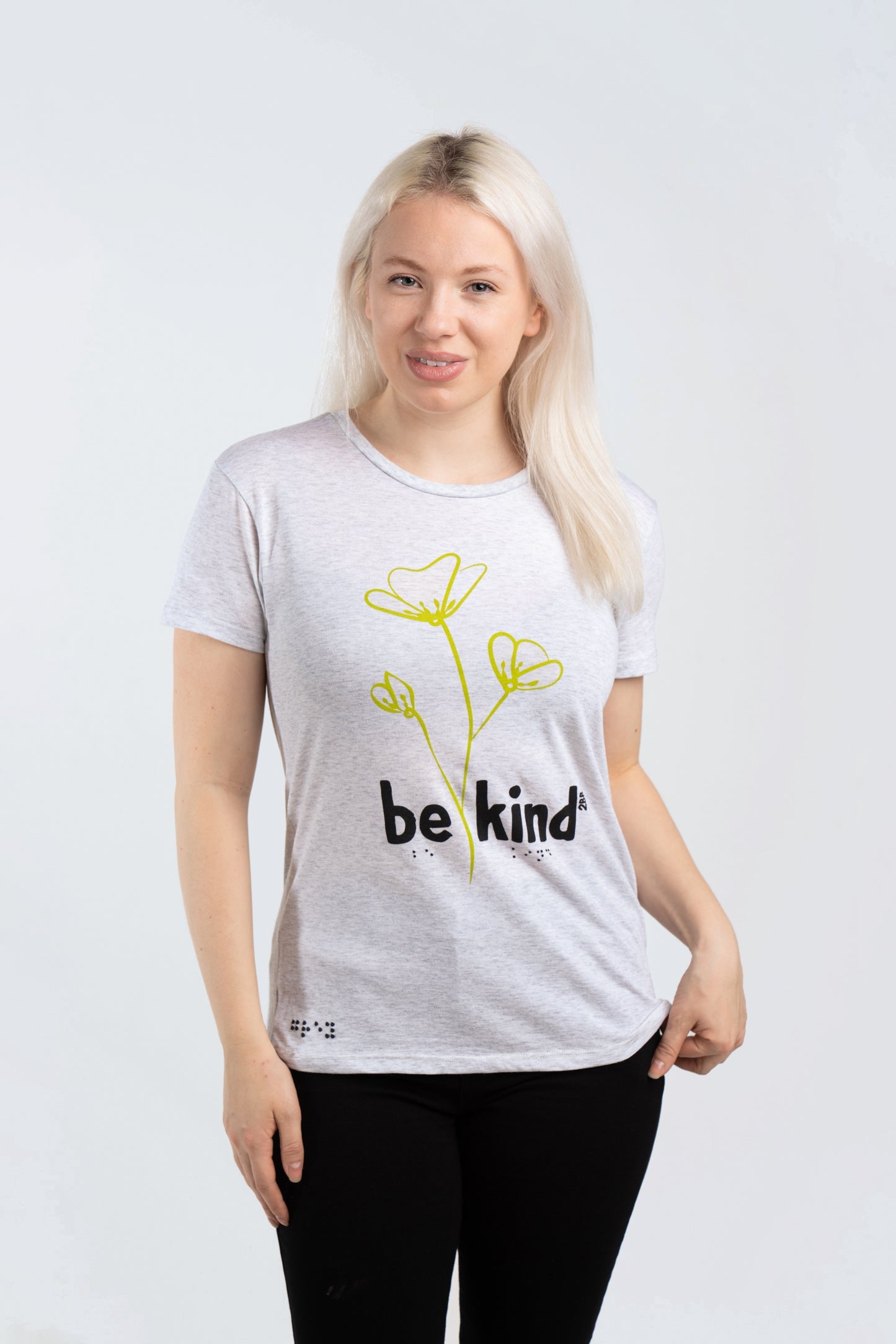 Two Blind Brothers - Womens Women's "Be Kind" Graphic Tee Grey