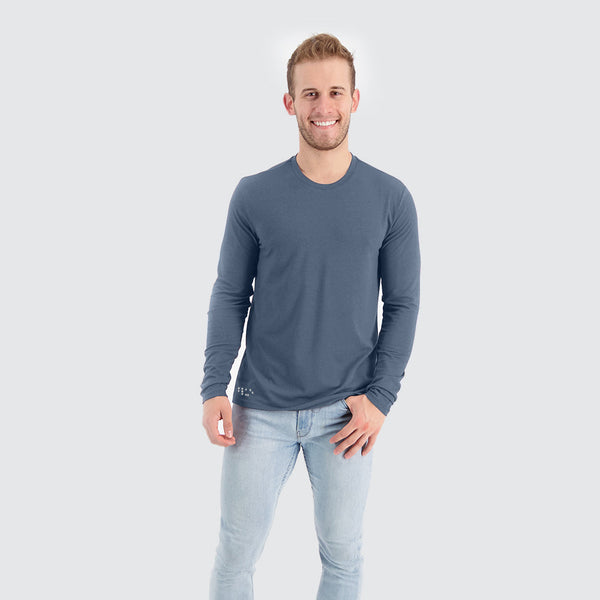 Two Blind Brothers - Mens Men's Long Sleeve Crewneck Washed-Navy