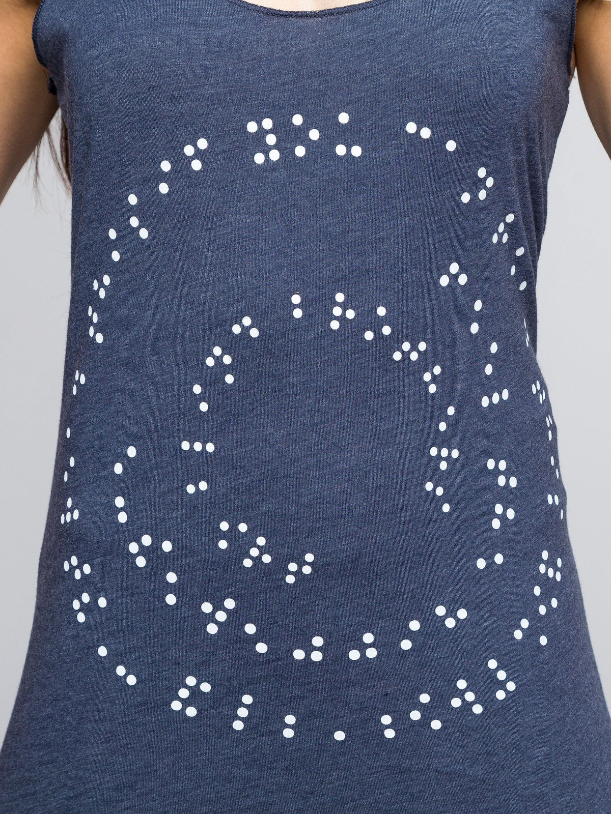 Two Blind Brothers - Womens Braille Spiral Graphic Tank Navy