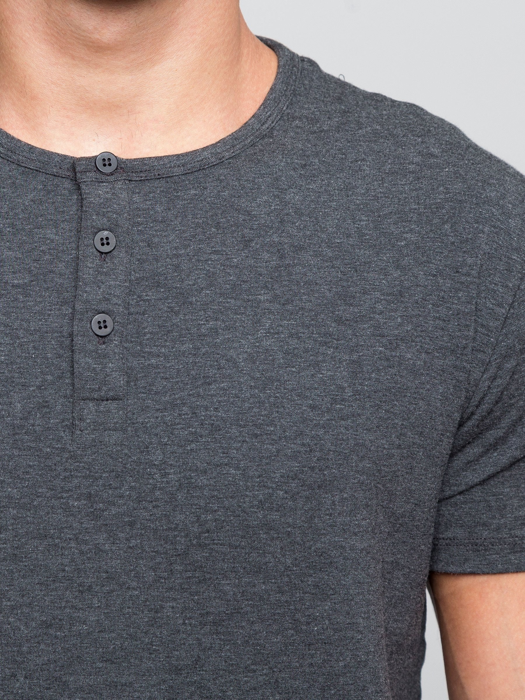 Two Blind Brothers - Mens Men's Short Sleeve Henley Charcoal