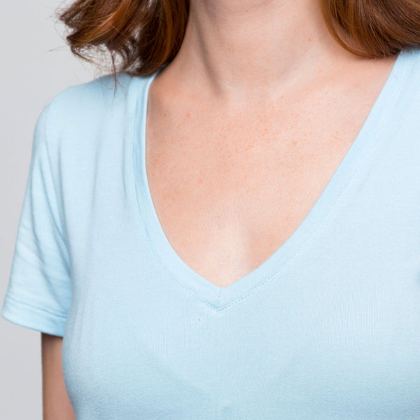 Two Blind Brothers - Womens Women's "Feel" V-Neck Light-Blue