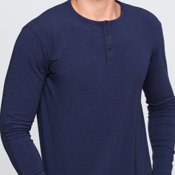 Two Blind Brothers - Mens Men's Long Sleeve Henley Navy