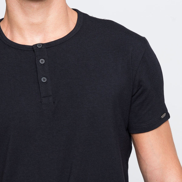 Two Blind Brothers - Mens Men's Short Sleeve Henley Black