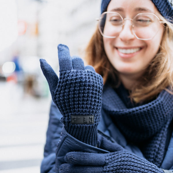 Two Blind Brothers - Gift Waffle Knit Gloves Navy