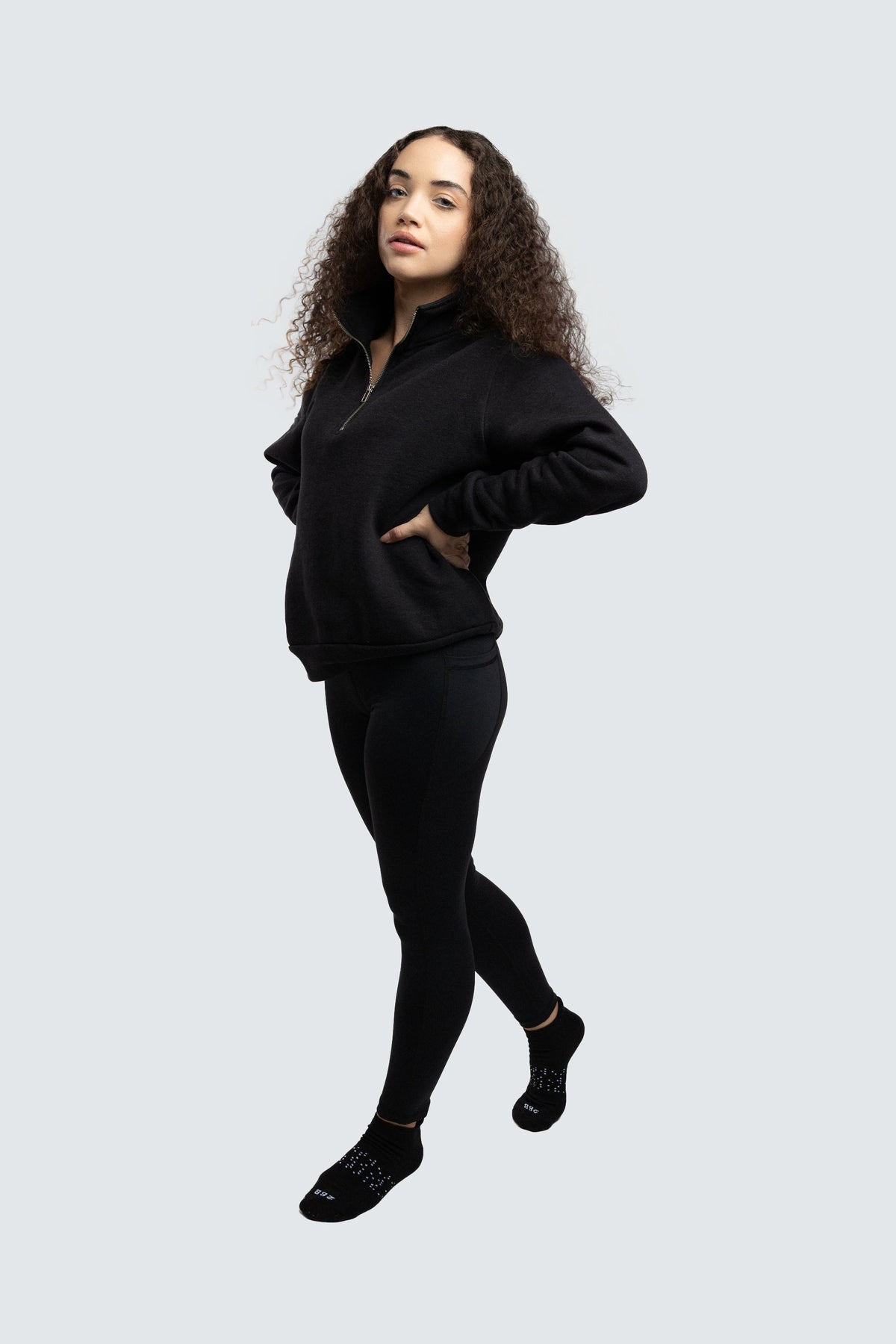Two Blind Brothers - Womens Women's Fleece Quarter Zip Sweatshirt Black
