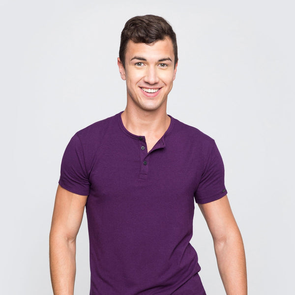 Two Blind Brothers - Mens Men's SS Henley Solid Plum