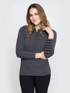 Women's Long Sleeve Striped Henley