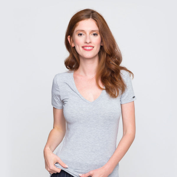 Two Blind Brothers - Womens Women's "Feel" V-Neck Light-Grey