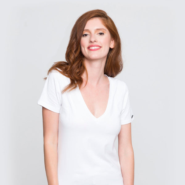 Two Blind Brothers - Womens Women's "Feel" V-Neck White