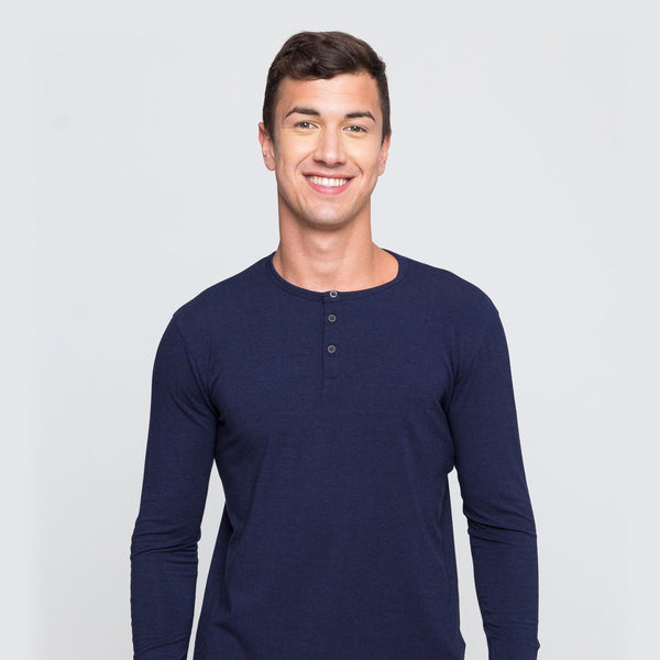 Two Blind Brothers - Mens Men's Long Sleeve Henley Navy