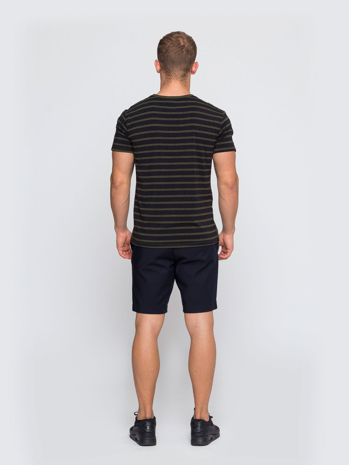 Two Blind Brothers - Mens Men's SS Henley Striped Forest-and-Black-Stripe