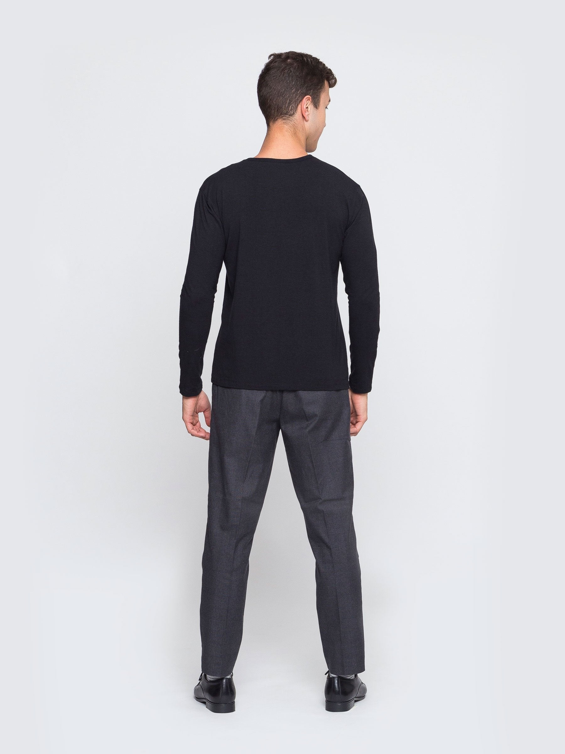 Two Blind Brothers - Mens Men's Long Sleeve Striped Henley Black