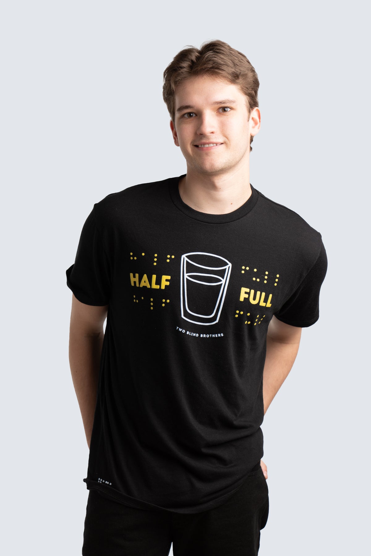 Two Blind Brothers - Mens Men's "Half Full" Graphic Crewneck Black