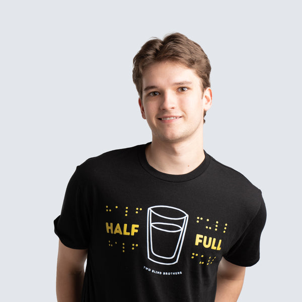 Two Blind Brothers - Mens Men's "Half Full" Graphic Crewneck Black