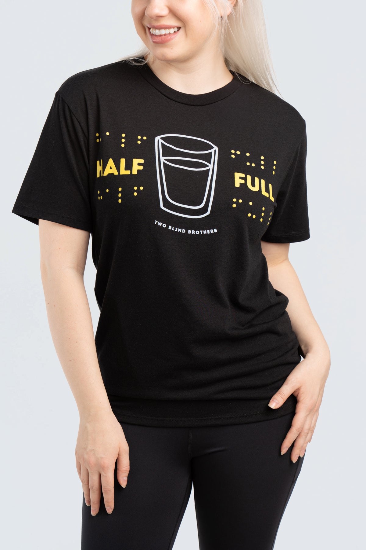 Two Blind Brothers - Womens Women's "Half Full" Graphic Crewneck Black