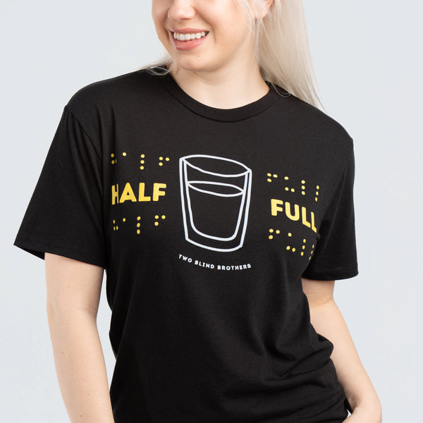 Two Blind Brothers - Womens Women's "Half Full" Graphic Crewneck Black