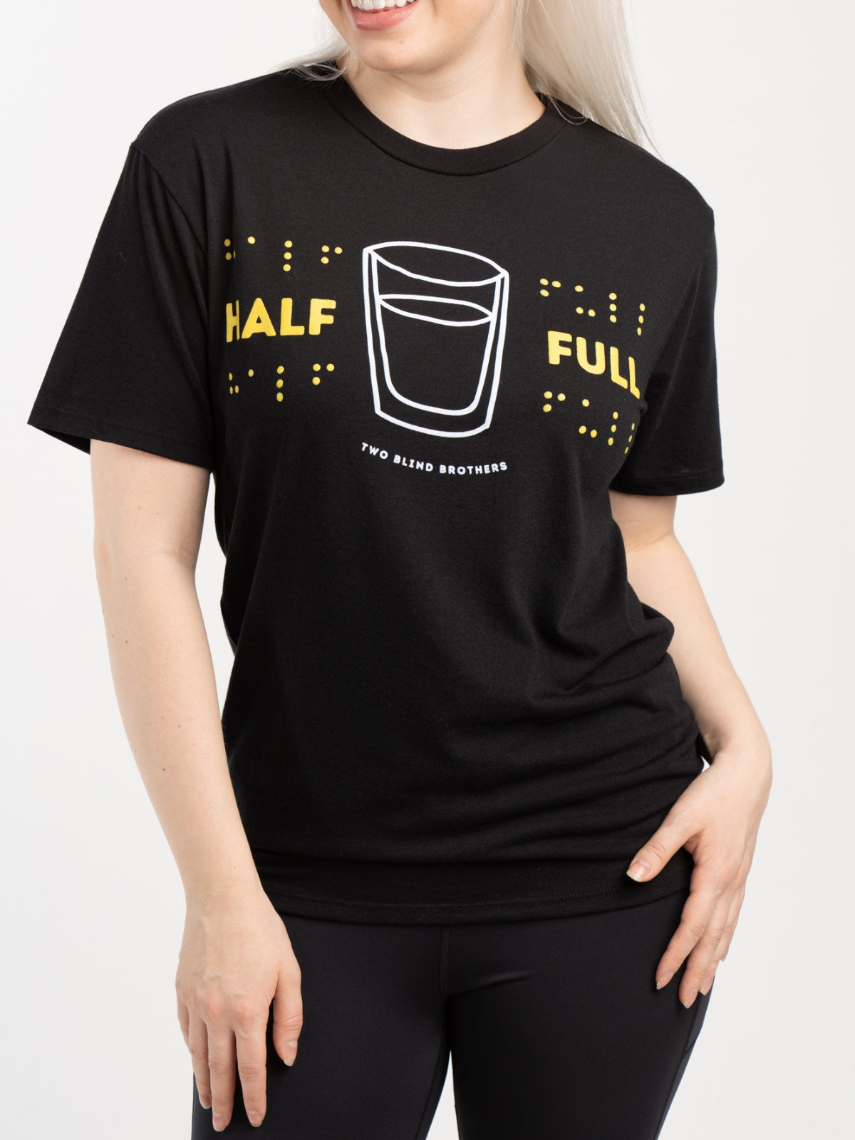 Two Blind Brothers - Womens Women's "Half Full" Graphic Crewneck Black