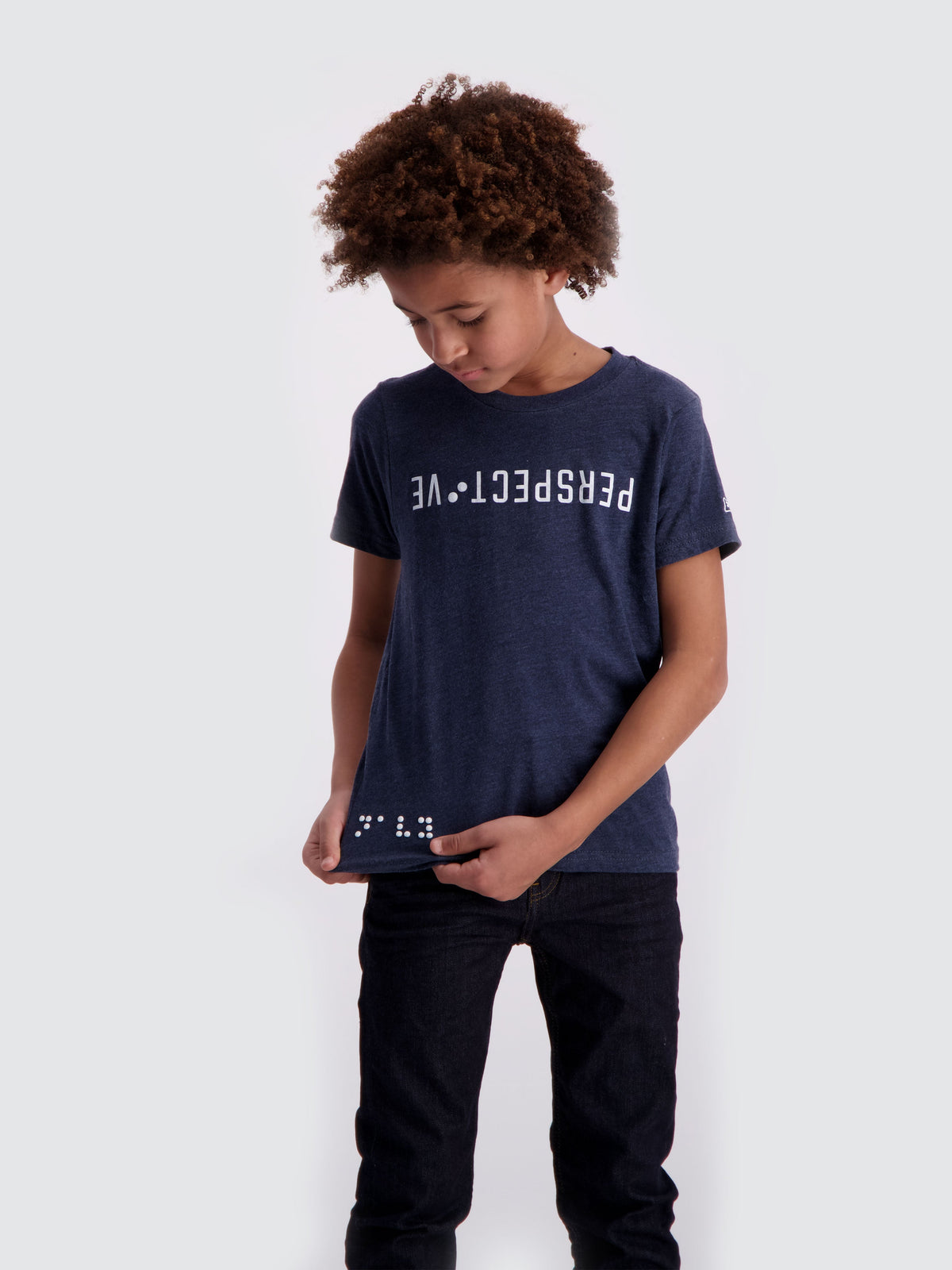 Two Blind Brothers -  Boys' Perspective Graphic Crewneck Navy