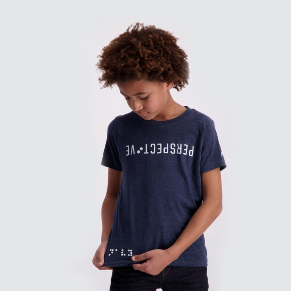 Two Blind Brothers -  Boys' Perspective Graphic Crewneck Navy