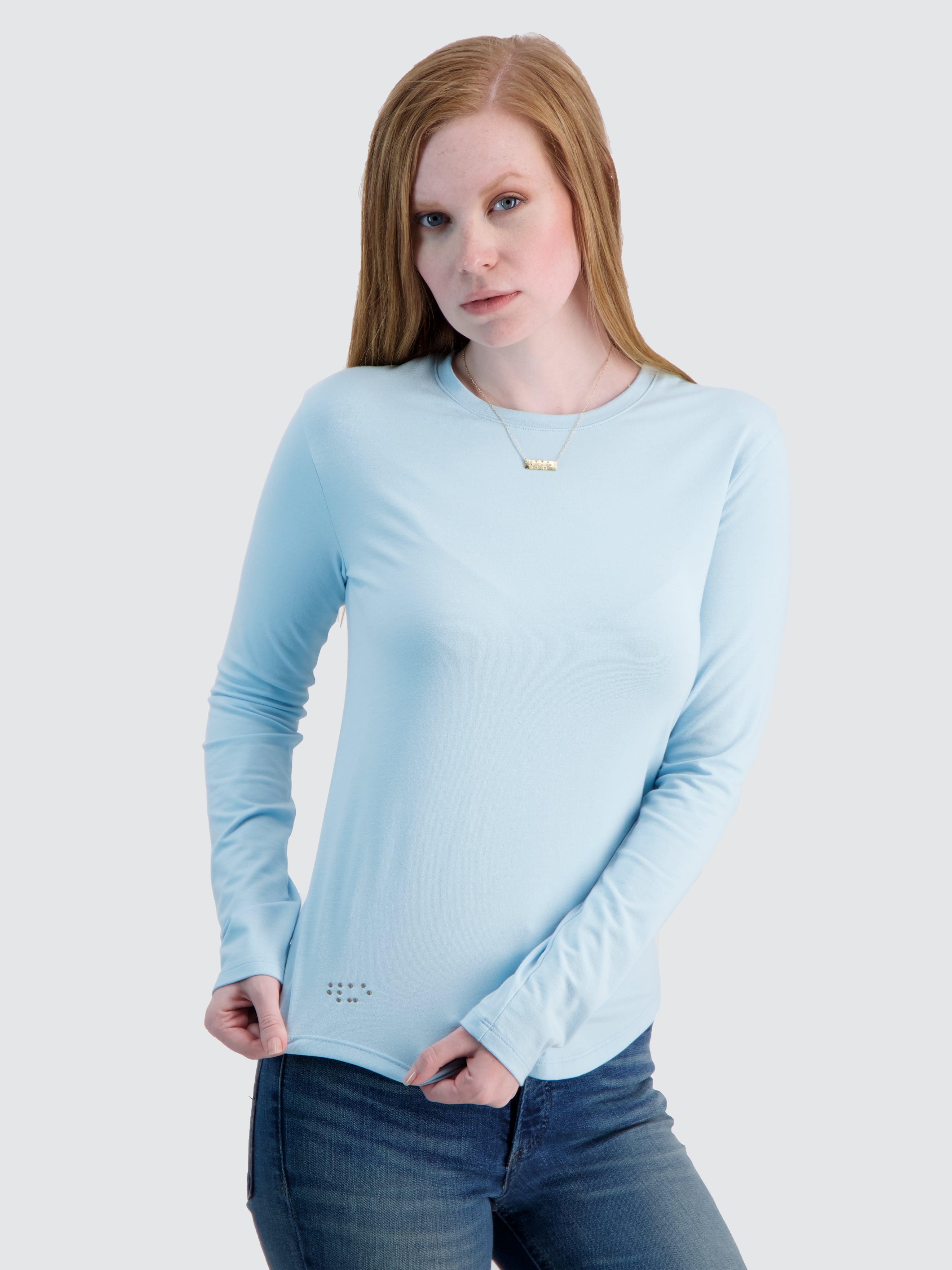 Two Blind Brothers - Womens Women's LS Crewneck Light-Blue