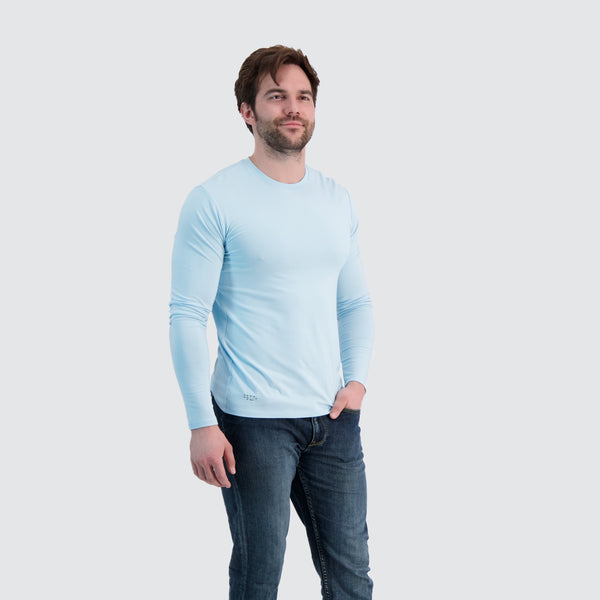 Two Blind Brothers - Mens Men's LS Crewneck Tee Light-Blue