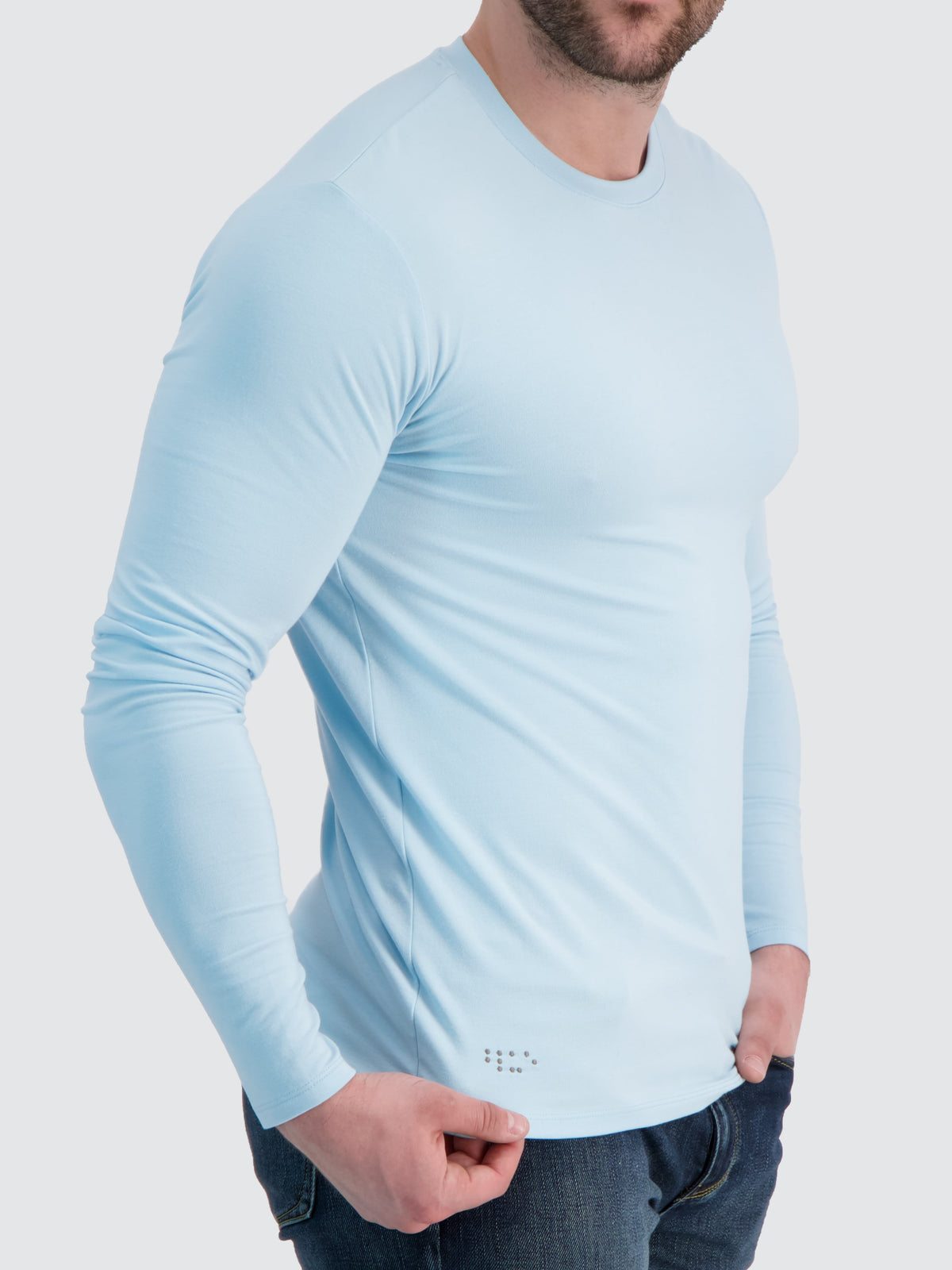 Two Blind Brothers - Mens Men's LS Crewneck Tee Light-Blue