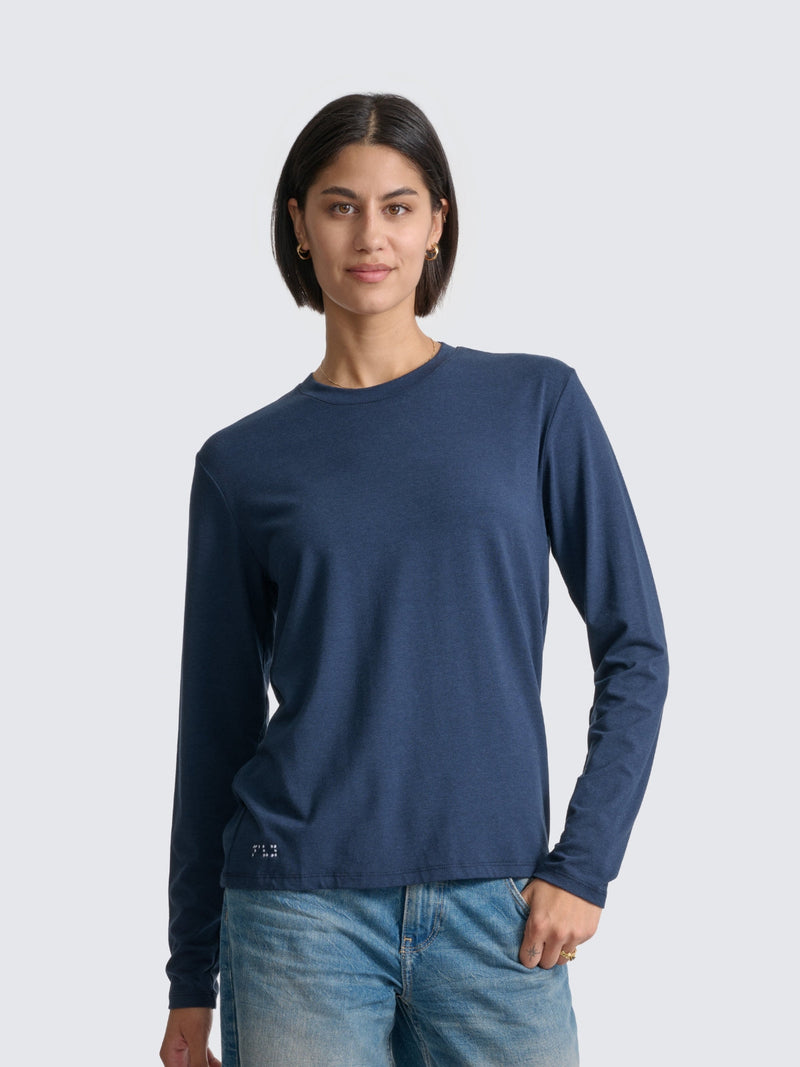 Bliwov 2-Pack Women's Long Sleeve T-Shirts - Basic Round Neck Fall Tops, Soft Stretchy Fabric
